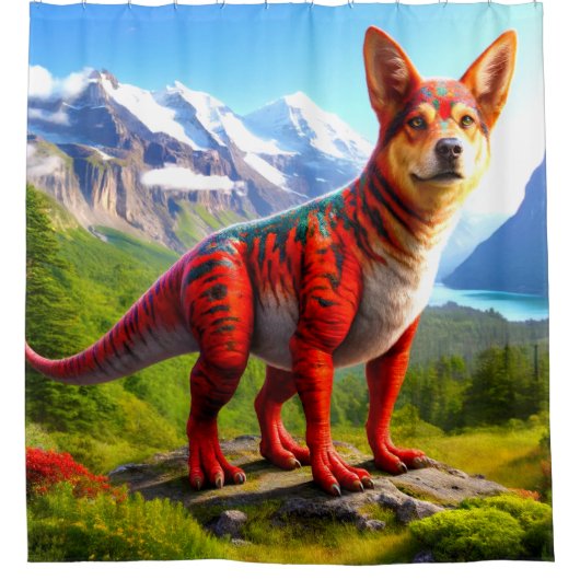 Rideaux De Douche Chien dinosaure (Devant)