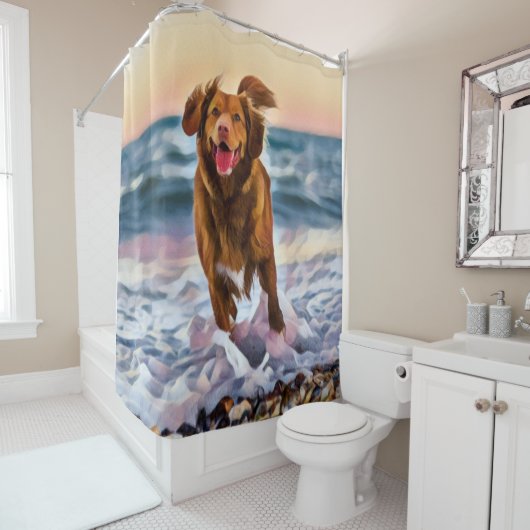 Rideaux De Douche Chien doré noir (En situation)