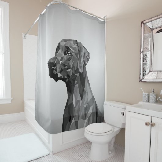 Rideaux De Douche Chien géométrique gris (En situation)