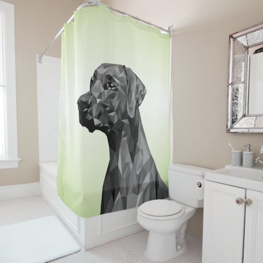 Rideaux De Douche Chien géométrique gris Vert (En situation)