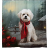 Rideaux De Douche Chien maltais à Noël de neige (Devant)