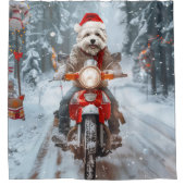 Rideaux De Douche Chien maltais équitation moto Noël (Devant)