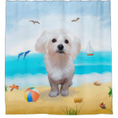 Rideaux De Douche Chien maltais sur la plage (Devant)