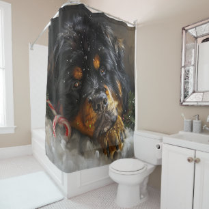 Rideaux De Douche Chien Mastiff Tibétain Noël Festif
