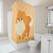 Rideaux De Douche Chien mignon Kawaii Pomeranian (En situation)