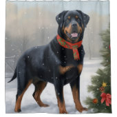 Rideaux De Douche Chien Rottweiler pendant Noël de neige (Devant)