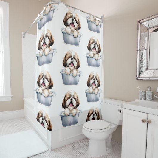 Rideaux De Douche Chien Shih Tzu (En situation)