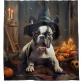 Rideaux De Douche Chien-taureau Citrouille Halloween effrayant (Devant)
