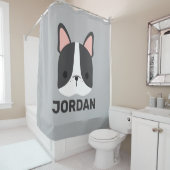 Rideaux De Douche Chien-taureau français mignon avec nom personnalis (En situation)