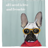 Rideaux De Douche Chien-taureau Rouge Rouge Mignonne Avec Lunettes D (Devant)