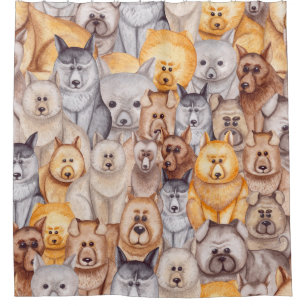 Rideaux De Douche Chiens Aquarellés : Whimsical Seamless Fun