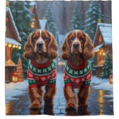 Rideaux De Douche Chiens Cocker Spaniel Noël Neige Fêtes (Devant)