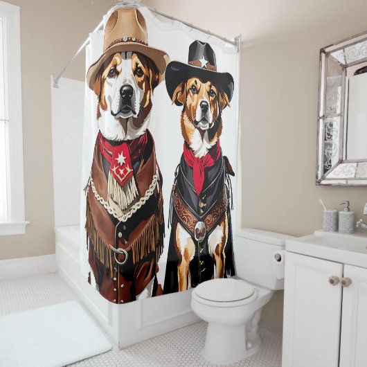 Rideaux De Douche Chiens de cowboy (En situation)