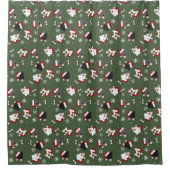 Rideaux De Douche Chiens de Noël sur Vert (Devant)