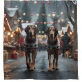 Rideaux De Douche Chiens Lévrier de Noël Neige Fêtes (Devant)
