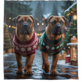 Rideaux De Douche Chiens Mastiff Tibétains Noël Neige Vacances (Devant)