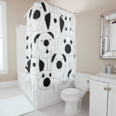 Rideaux De Douche Chiens mignons : dessin animé noir, blanc. (En situation)