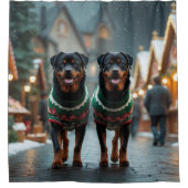 Rideaux De Douche Chiens Rottweiler Noël Neige Fêtes (Devant)
