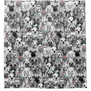 Rideaux De Douche Chiens seulement menthe corail