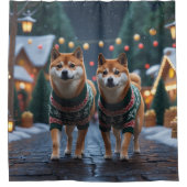 Rideaux De Douche Chiens Shiba Inu Noël Neige Fêtes (Devant)