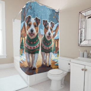 Rideaux De Douche Chiens Terrier Australien Noël Neige Fêtes