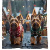 Rideaux De Douche Chiens Terrier Blé Noël Neige Fêtes (Devant)