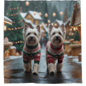 Rideaux De Douche Chiens Terrier Tibétain Noël Neige Vacances (Devant)