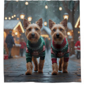 Rideaux De Douche Chiens Wire Fox Terrier Noël Neige Fêtes (Devant)