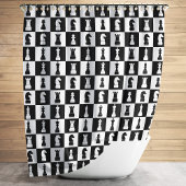 Rideaux De Douche Chiffres Du Jeu D'Échecs Motif Noir Et Blanc