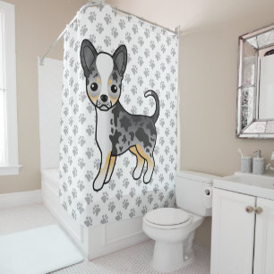 Rideaux De Douche Chihuahua à poil lisse bleu merle, chien mignon & 