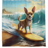 Rideaux De Douche Chihuahua Beach Surf Peinture (Devant)