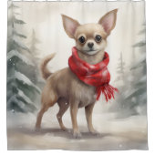 Rideaux De Douche Chihuahua Chien dans Noël de neige (Devant)