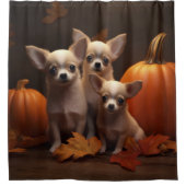 Rideaux De Douche Chihuahua Chiot Automne Citrouille de plaisir (Devant)