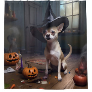 Rideaux De Douche Chihuahua Citrouilles Halloween effrayant