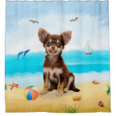 Rideaux De Douche Chihuahua Dog sur la plage (Devant)