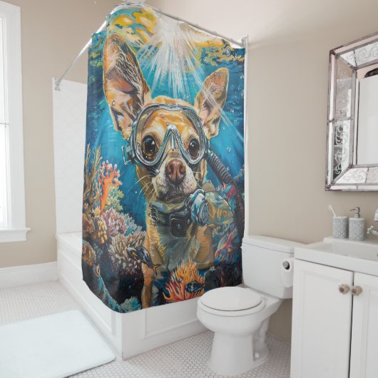 Rideaux De Douche Chihuahua Plongée sous-marine (En situation)