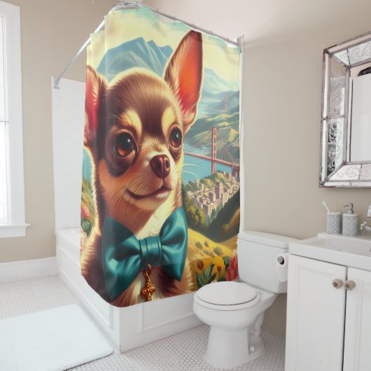 Rideaux De Douche Chihuahua vintage (En situation)