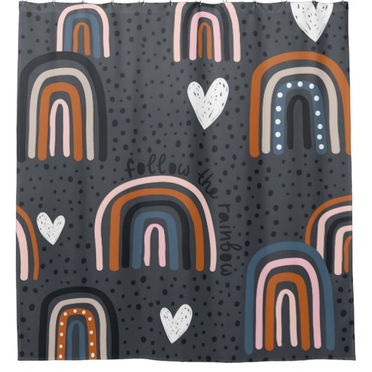 Rideaux De Douche Childish seamless pattern with hand drawn rainbow, (Devant)