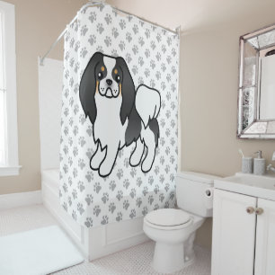 Rideaux De Douche Chin japonais tricolore Dessin animé Chien et patt