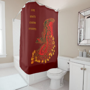 Rideaux De Douche Chine Dragon rouge et or design