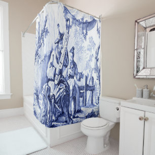 Rideaux De Douche Chinoiserie bleue et blanche