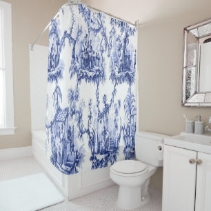 Rideaux De Douche Chinoiserie bleue et blanche