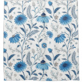 Rideaux De Douche Chinoiserie Blue Echinacea Pattern (Devant)