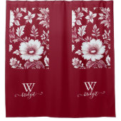 Rideaux De Douche Chinoiserie élégante française rouge et blanche (Devant)