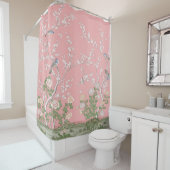 Rideaux De Douche Chinoiserie rose (En situation)