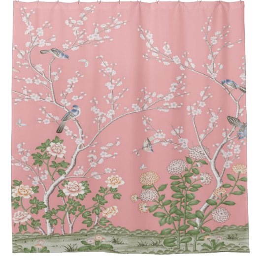 Rideaux De Douche Chinoiserie rose (Devant)