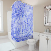 Rideaux De Douche Chinoiserie Toile Blanc Bleu Français Style Rustiq (En situation)