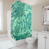 Rideaux De Douche Chinoiserie Toile Verte Française Style Rustique (En situation)