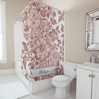 Rideaux De Douche Chinoiserie Vintage rouge Floral Personnalisé