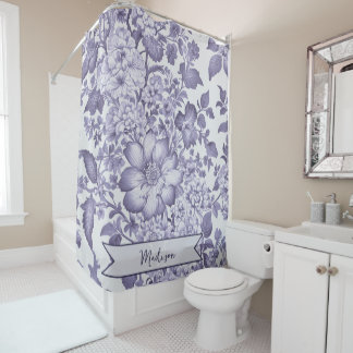 Rideaux De Douche Chinoiserie Vintage violet Floral Personnalisé